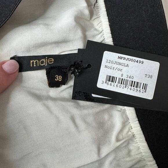 Maje Jungla Striped Lurex Asymmetrical Hem Midi Skirt Women 8 Maje 38 NWT - Picture 9 of 10